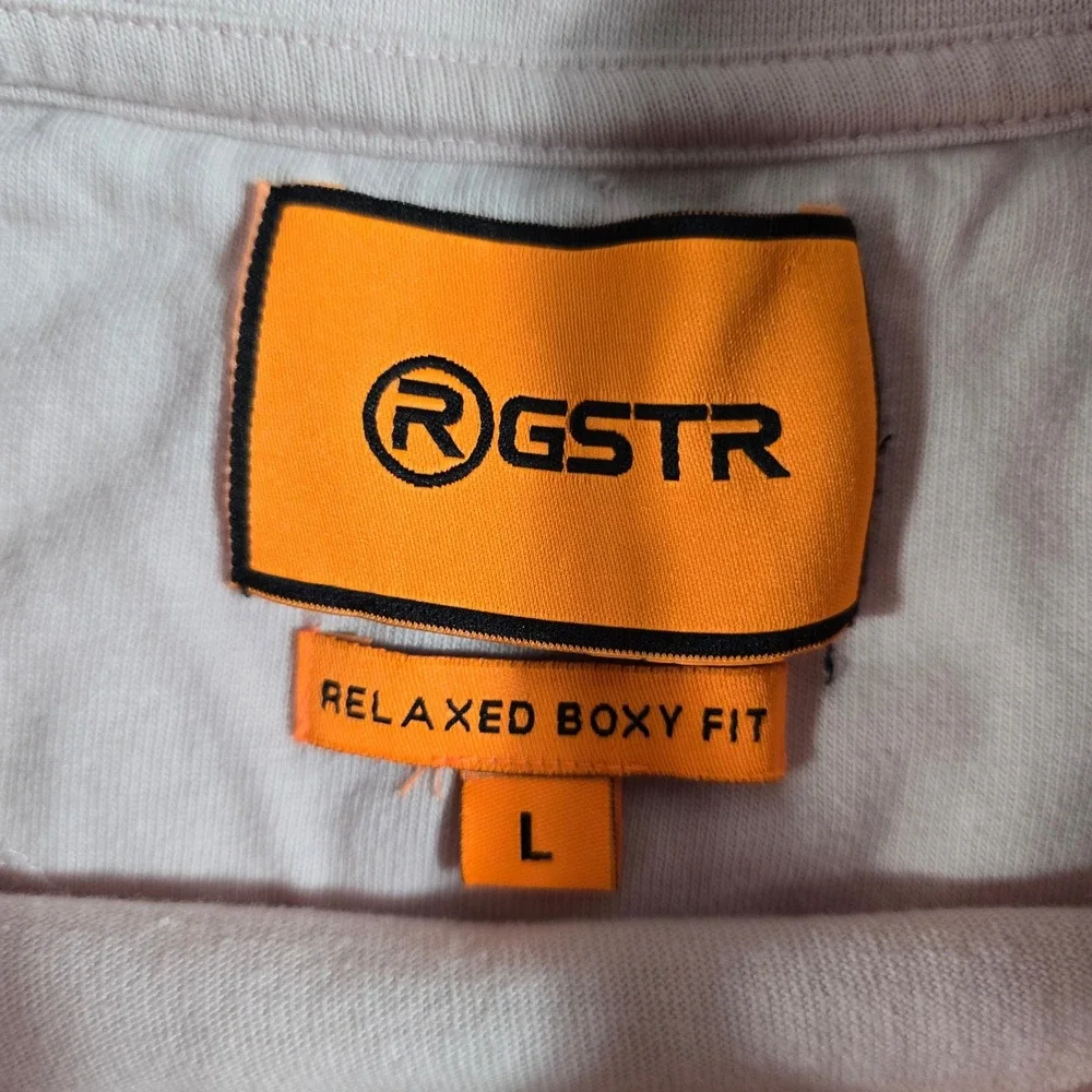 GSTR Mens Relaxed Boxy Fit T-Shirt Light Pink Short Sleeve Cotton Large 3472